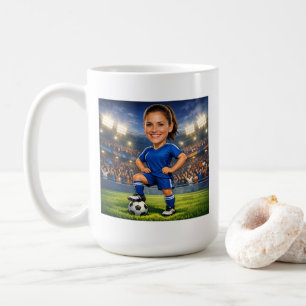 Custom Photo-Face Soccer/Football Star Caricature Coffee Mug