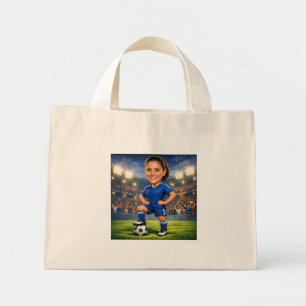 Custom Photo-Face Soccer/Football Star Caricature  Mini Tote Bag