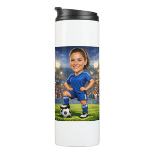 Custom Photo-Face Soccer/Football Star Caricature Thermal Tumbler
