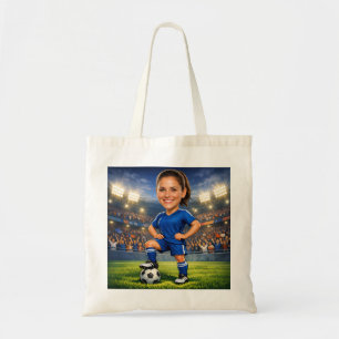 Custom Photo-Face Soccer/Football Star Caricature  Tote Bag