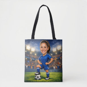 Custom Photo-Face Soccer/Football Star Caricature  Tote Bag