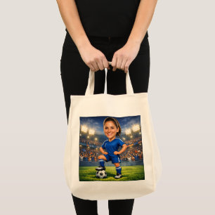 Custom Photo-Face Soccer/Football Star Caricature  Tote Bag