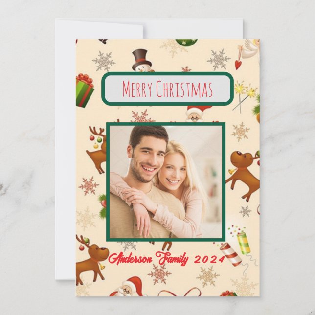 Custom Photo Family Christmas Card (Front)