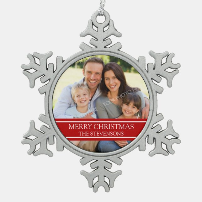 Custom Photo Family Christmas Ornament (Front)