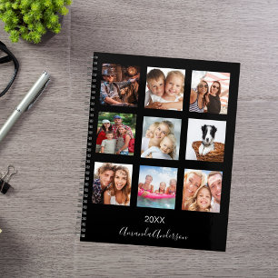 Custom photo family collage monogram black 2027 planner
