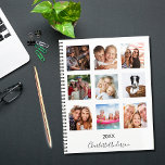 Custom photo family collage monogram white 2025 planner<br><div class="desc">Make your own unique family photo collage as a gift for your mum, wife or yourself. Use four, 9 of your favourite photos of your family, friends, dream travel destination or pet! Personalise and add a name and a year. The name is written with a modern hand lettered style script....</div>