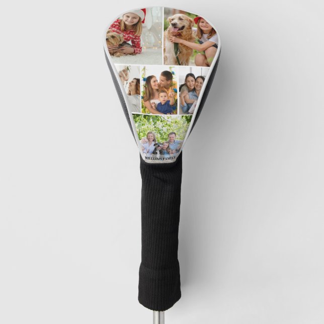 Custom Photo Family Collage Simple Elegant Picture Golf Head Cover (Front)
