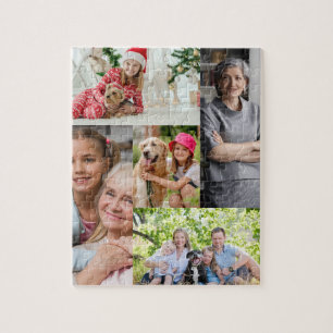Custom Photo Family Collage Simple Elegant Picture Jigsaw Puzzle