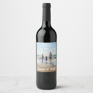 Custom photo family memories summer wine label