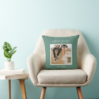 Custom Photo Family Name & Date Cushion