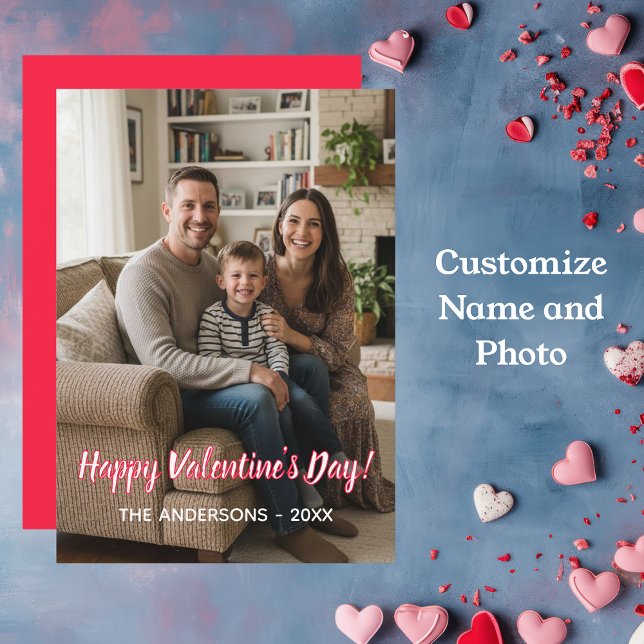  Custom Photo & Family Name. Valentines Holiday Card (Creator Uploaded)