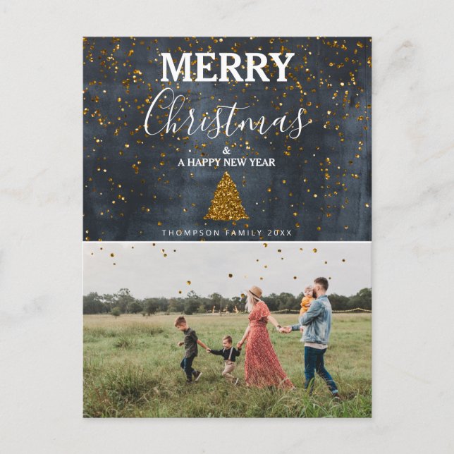 Custom Photo Family Picture Christmas Holiday Postcard (Front)