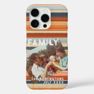 Custom photo family retro sunset stripes boho  iPhone 16 pro case
