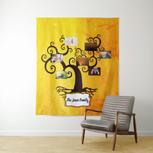 Custom Photo Family Tree Wall Hanging Tapestry