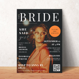 Custom Photo Fashion Magazine Cover Bridal Shower Invitation