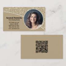 Custom Photo Faux Gold Glitter QR Code Profession