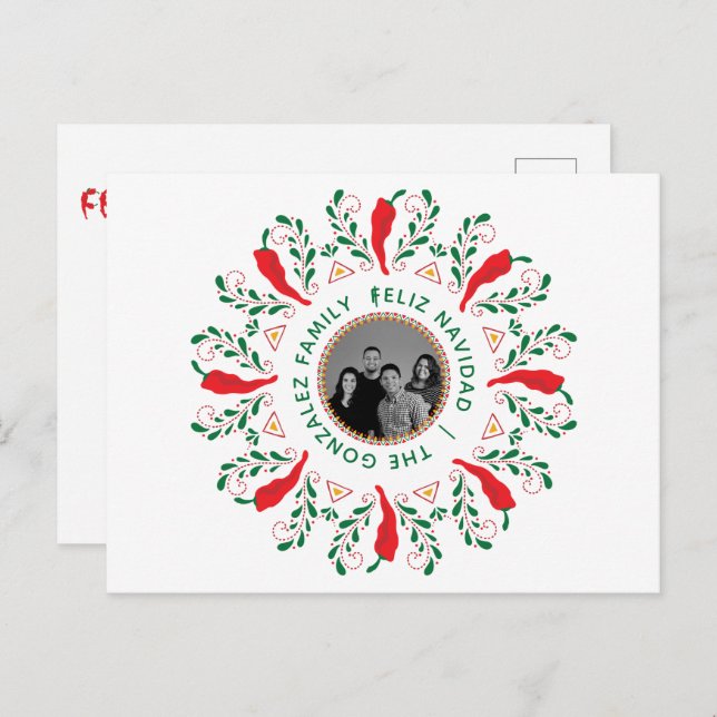 Custom Photo Feliz Navidad Holiday Postcard (Front/Back)