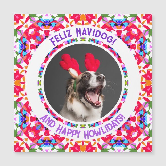 Custom Photo Feliz Navidad Pun Christmas Dog Puppy (Front)