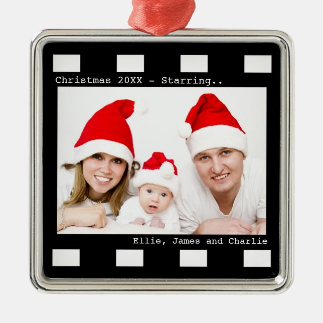 Custom Photo Film Reel Christmas Metal Ornament (Front)