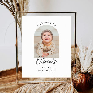 Custom Photo First Birthday 1st Birthday Welcome Poster