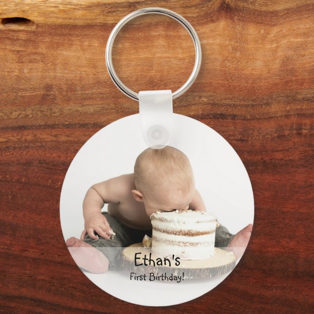 Custom Photo First birthday gift favour Key Ring (Front)