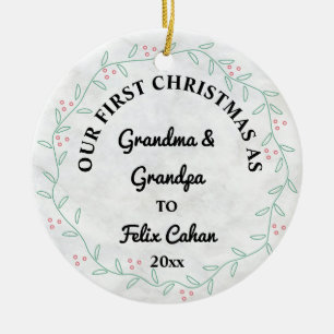 Custom Photo First Christmas as Grandma & Grandpa Ceramic Ornament
