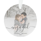 Custom Photo First Christmas Engaged Grey Script