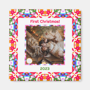 Custom Photo First Christmas Newly Weds New Home Magnet