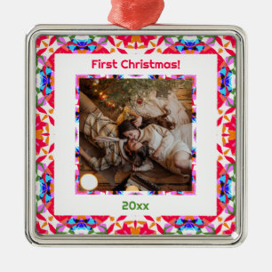 Custom Photo First Christmas Newly Weds New Home  Metal Ornament