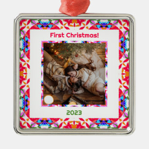 Custom Photo First Christmas Newly Weds New Home  Metal Ornament