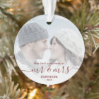 Custom Photo First Married Christmas Red Script