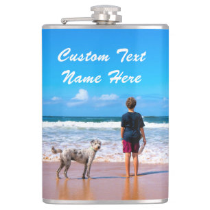Custom Photo Flask with Your Pet Photos and Text