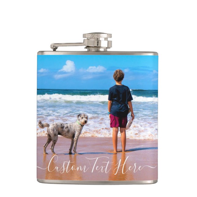 Custom Photo Flask with Your Pet Photos and Text (Front)