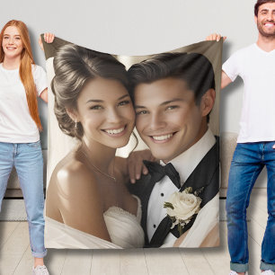 Custom Photo Fleece Blanket 1st Anniversary Gift 