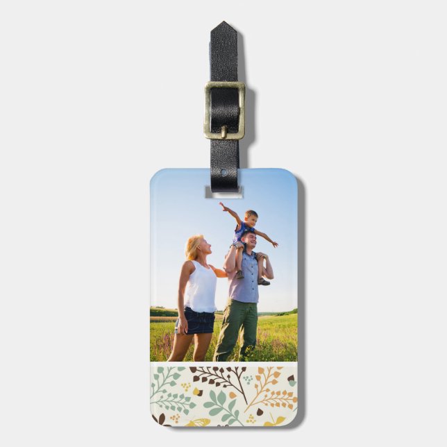 Custom Photo Floral Butterfly Pattern Luggage Tag (Front Vertical)