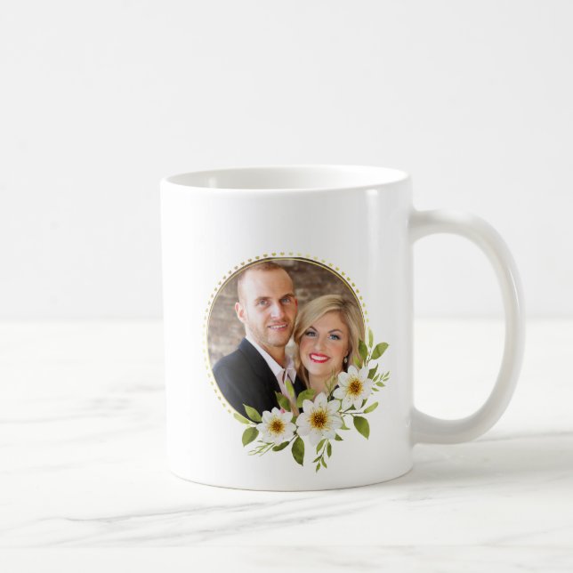 Custom Photo Floral Frame  Coffee Mug (Right)