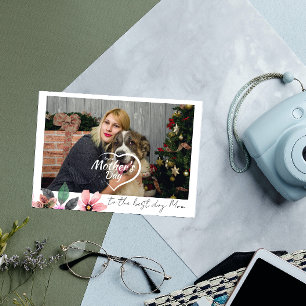 Custom Photo Floral Happy Mothers Day best dog mum Holiday Card