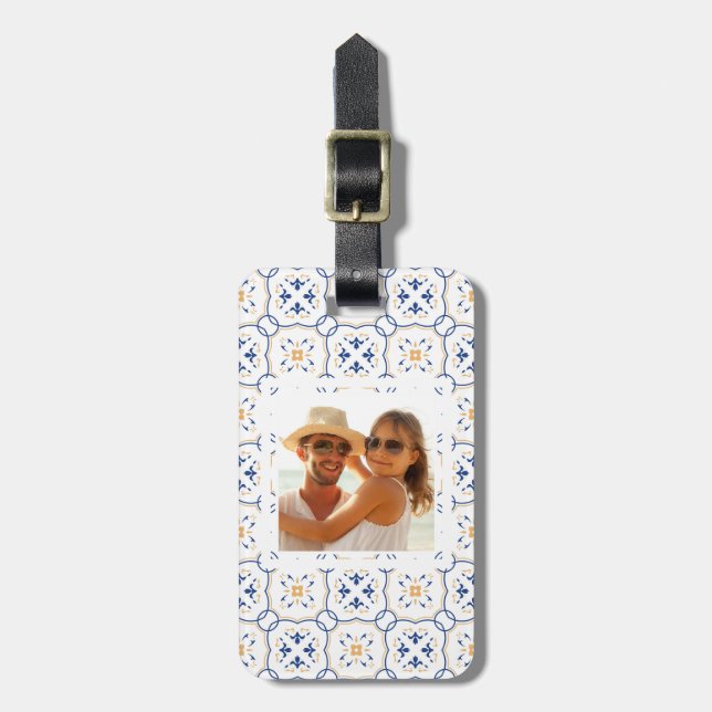 Custom Photo Floral Pattern 13 Luggage Tag (Front Vertical)