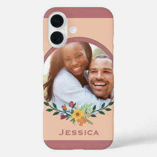 Custom Photo Floral Pink Personalised iPhone 16 Case