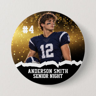 Custom Photo Football Senior Night Button Pin
