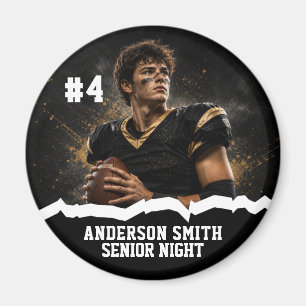 Custom Photo Football Senior Night Button Pin Magnet