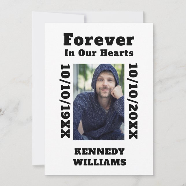 Custom Photo Forever In Our Hearts Black White Thank You Card (Front)