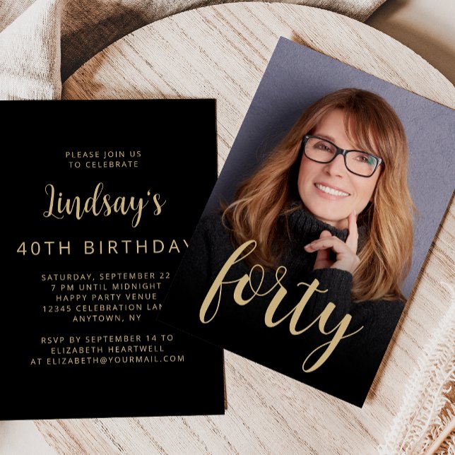 Custom Photo Forty 40th Birthday Party Invitation (Creator Uploaded)