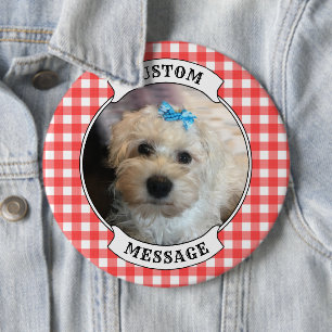 Custom Photo Frame Country Red Buffalo Check Plaid 6 Cm Round Badge