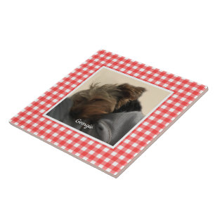 Custom Photo Frame Country Red Buffalo Check Plaid Ceramic Tile
