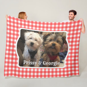 Custom Photo Frame Country Red Buffalo Check Plaid Fleece Blanket