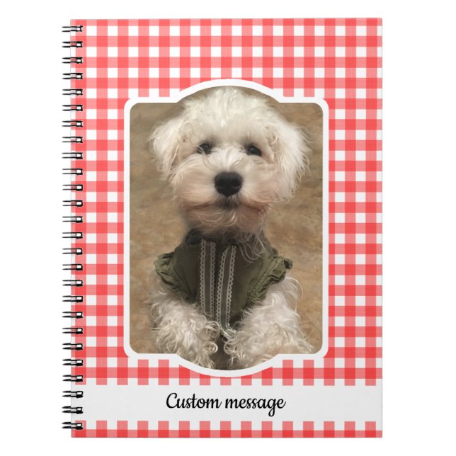 Custom Photo Frame Country Red Buffalo Check Plaid Notebook (Front)