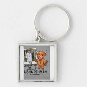Custom Photo Frame Highland Cow Nursing Graduation Key Ring