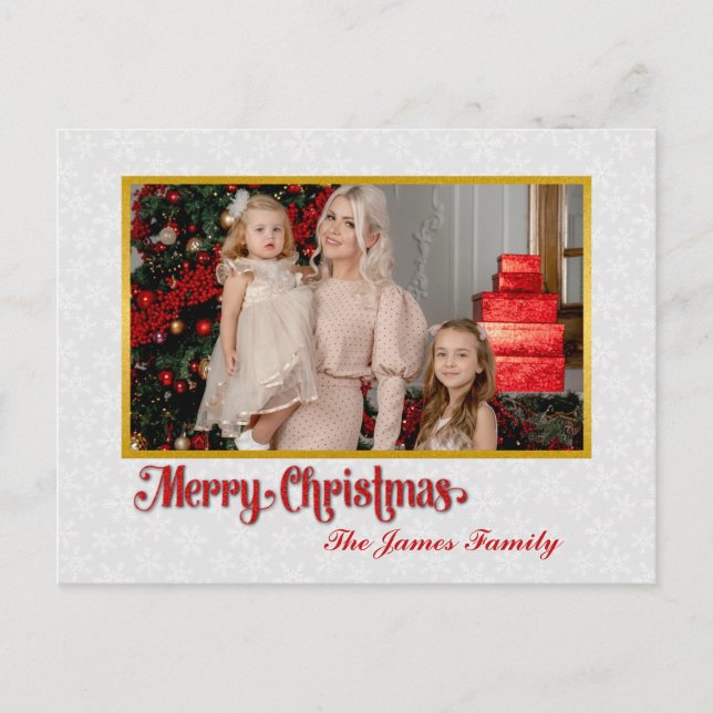 Custom Photo Frame Merry Christmas & New Year Holiday Postcard (Front)