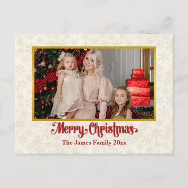 Custom Photo Frame Merry Christmas & New Year Holiday Postcard (Front)